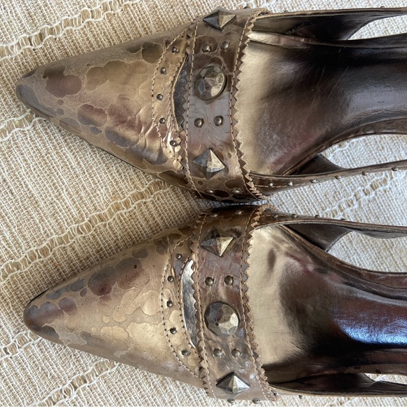 Bronze Studded Women's Heels - Picture 5 of 6